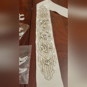 NWOT Bridal Sash & crystal rhinestone appliques